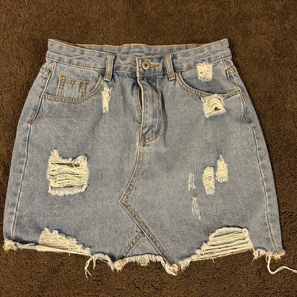 SHEIN Ripped Jean Skirt - Picture 1 of 4